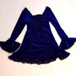 Deep Blue Velvet Subterranea Goth Dress